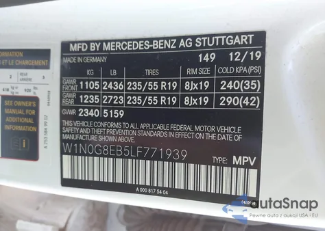 2020 Mercedes-Benz Glc 300 4Matic из США, поврежденный, VIN W1N0G8EB5LF771939